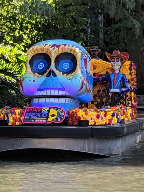 Day of the Dead barge from the river parade October 2019, photo credit Iris Gonzalez