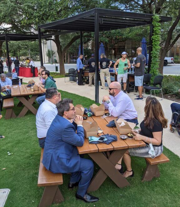 San Antonio tech community at Legacy Park attending the first big public event since the pandemic, photo credit Iris Gonzalez