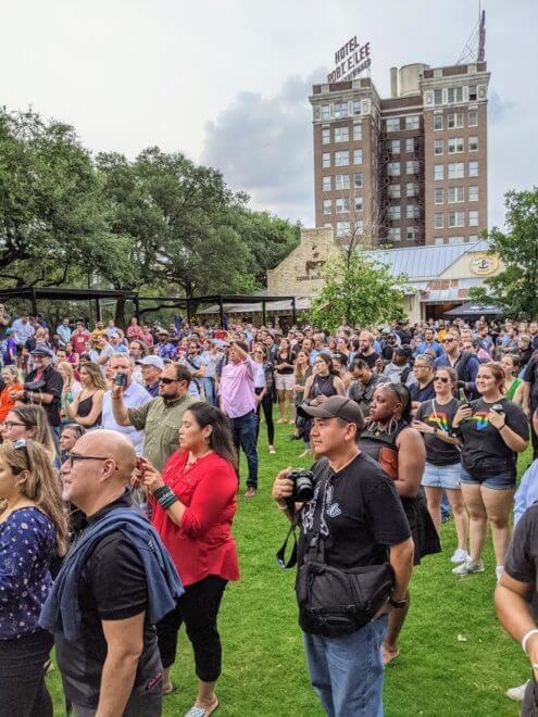 San Antonio tech community at Legacy Park attending the first big public event since the pandemic, photo credit Iris Gonzalez